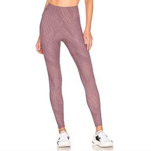 Onzie Selenite Midi Yoga Legging High-Rise Perforated Dusty Pink S/M Small Med.